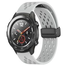 Per Huawei Watch 2 cinturino in silicone con chiusura magnetica pieghevole da 20 mm (grigio chiaro)