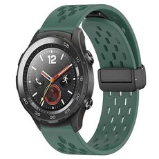 Per Huawei Watch 2 cinturino in silicone con chiusura magnetica pieghevole da 20 mm (verde scuro)