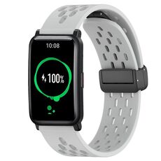 Per Honor Watch ES 20mm cinturino in silicone con chiusura magnetica pieghevole (grigio chiaro)