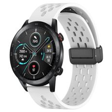 Cinturino per orologio in silicone con chiusura magnetica pieghevole per Honor MagicWatch2 42mm 20mm (bianco)