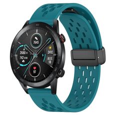 Cinturino per orologio in silicone con chiusura magnetica pieghevole per Honor MagicWatch2 42mm 20mm (verde nascosto)