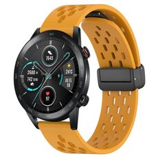 Cinturino per orologio in silicone con chiusura magnetica pieghevole per Honor MagicWatch2 42mm 20mm (giallo)