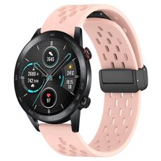 Cinturino per orologio in silicone con chiusura magnetica pieghevole per Honor MagicWatch2 42mm 20mm (rosa)