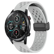 Per Honor MagicWatch2 42mm 20mm cinturino pieghevole in silicone con chiusura magnetica (grigio chiaro)