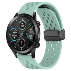 Cinturino per orologio in silicone con chiusura magnetica pieghevole per Honor MagicWatch2 42mm 20mm (verde acqua)