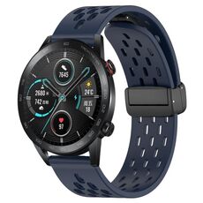 Cinturino per orologio in silicone con chiusura magnetica pieghevole per Honor MagicWatch2 42mm 20mm (blu notte)