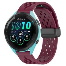 Per cinturino in silicone con chiusura magnetica pieghevole Garmin Forerunner 265 da 22 mm (vino rosso)