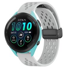Per cinturino in silicone con chiusura magnetica pieghevole Garmin Forerunner 265 da 22 mm (grigio chiaro)