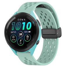 Per cinturino in silicone con chiusura magnetica pieghevole Garmin Forerunner 265 da 22 mm (verde acqua)