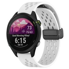 Cinturino per orologio in silicone con chiusura magnetica pieghevole da 22 mm per Garmin Forerunner 255 Music (bianco)