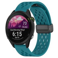 Cinturino per orologio in silicone con chiusura magnetica pieghevole da 22 mm per Garmin Forerunner 255 Music (verde nascosto)