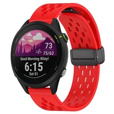 Cinturino per orologio in silicone con chiusura magnetica pieghevole da 22 mm per Garmin Forerunner 255 Music (rosso)