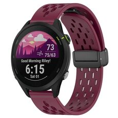 Per cinturino in silicone con chiusura magnetica pieghevole Garmin Forerunner 255 Music da 22 mm (vino rosso)