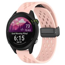 Cinturino per orologio in silicone con chiusura magnetica pieghevole da 22 mm per Garmin Forerunner 255 Music (rosa)