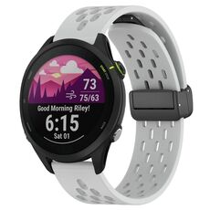 Cinturino per orologio in silicone con chiusura magnetica pieghevole da 22 mm per Garmin Forerunner 255 Music (grigio chiaro)