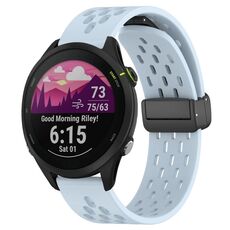 Per cinturino in silicone con chiusura magnetica pieghevole Garmin Forerunner 255 Music da 22 mm (azzurro)