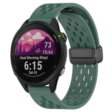 Cinturino per orologio in silicone con chiusura magnetica pieghevole da 22 mm per Garmin Forerunner 255 Music (verde scuro)