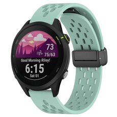 Cinturino per orologio in silicone con chiusura magnetica pieghevole da 22 mm per Garmin Forerunner 255 Music (verde acqua)