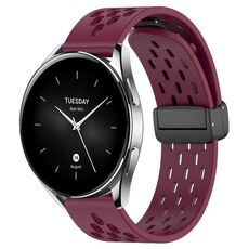 Per Xiaomi Watch S2 46mm 22mm cinturino in silicone con chiusura magnetica pieghevole (vino rosso)