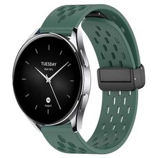 Per Xiaomi Watch S2 46mm 22mm cinturino in silicone con chiusura magnetica pieghevole (verde scuro)