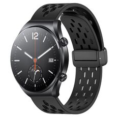 Per Xiaomi MI Watch S1 cinturino in silicone con chiusura magnetica pieghevole da 22 mm (nero)