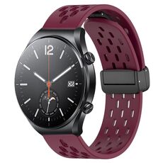 Per Xiaomi MI Watch S1 cinturino in silicone con chiusura magnetica pieghevole da 22 mm (vino rosso)