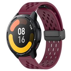 Per Xiaomi Watch S1 Active cinturino in silicone con chiusura magnetica pieghevole da 22 mm (vino rosso)