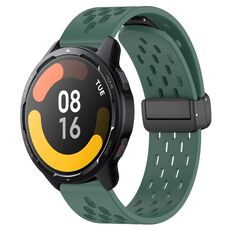 Per Xiaomi Watch S1 Active cinturino in silicone con chiusura magnetica pieghevole da 22 mm (verde scuro)