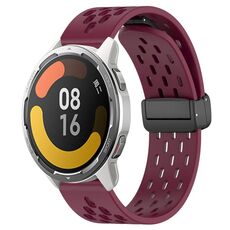 Per Xiaomi MI Watch Color 2 Cinturino in silicone con chiusura magnetica pieghevole da 22 mm (vino rosso)