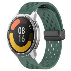 Per Xiaomi MI Watch Color 2 Cinturino in silicone con chiusura magnetica pieghevole da 22 mm (verde scuro)
