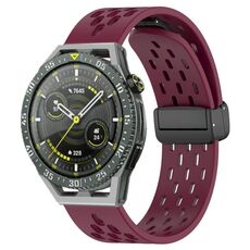 Per Huawei Watch GT3 SE cinturino in silicone con chiusura magnetica pieghevole da 22 mm (vino rosso)
