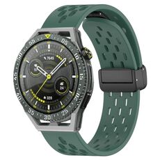 Per Huawei Watch GT3 SE cinturino in silicone con chiusura magnetica pieghevole da 22 mm (verde scuro)