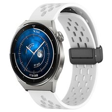 Per Huawei Watch GT3 Pro 46mm 22mm Cinturino in silicone con chiusura magnetica pieghevole (bianco)