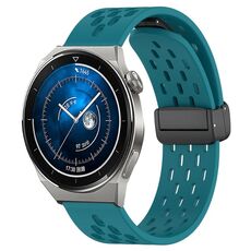 Per Huawei Watch GT3 Pro 46mm 22mm Cinturino in silicone con chiusura magnetica pieghevole (verde nascosto)
