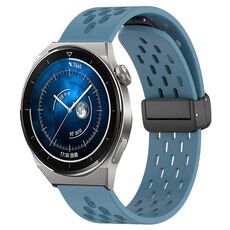 Per Huawei Watch GT3 Pro 46mm 22mm Cinturino in silicone con chiusura magnetica pieghevole (Blu)
