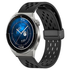 Per Huawei Watch GT3 Pro 46mm 22mm Cinturino in silicone con chiusura magnetica pieghevole (Nero)