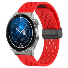 Per Huawei Watch GT3 Pro 46mm 22mm Cinturino in silicone con chiusura magnetica pieghevole (Rosso)