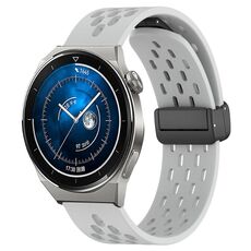 Per Huawei Watch GT3 Pro 46mm 22mm Cinturino in silicone con chiusura magnetica pieghevole (grigio chiaro)