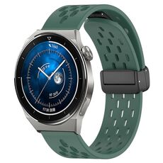 Per Huawei Watch GT3 Pro 46mm 22mm Cinturino in silicone con chiusura magnetica pieghevole (verde scuro)