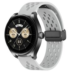 Per Huawei Watch Buds cinturino in silicone con chiusura magnetica pieghevole da 22 mm (grigio chiaro)