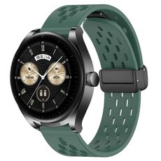 Per Huawei Watch Buds cinturino in silicone con chiusura magnetica pieghevole da 22 mm (verde scuro)