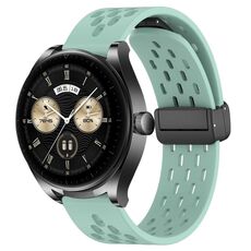 Per Huawei Watch Buds cinturino in silicone con chiusura magnetica pieghevole da 22 mm (verde acqua)