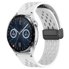 Per Huawei Watch GT3 46mm 22mm Cinturino in silicone con chiusura magnetica pieghevole (Bianco)
