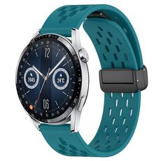 Per Huawei Watch GT3 46mm 22mm Cinturino in silicone con chiusura magnetica pieghevole (verde nascosto)