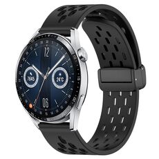 Per Huawei Watch GT3 46mm 22mm cinturino in silicone con chiusura magnetica pieghevole (nero)