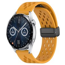 Per Huawei Watch GT3 46mm 22mm cinturino pieghevole in silicone con chiusura magnetica (giallo)