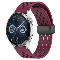 Per Huawei Watch GT3 46mm 22mm Cinturino in silicone con chiusura magnetica pieghevole (vino rosso)