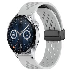 Per Huawei Watch GT3 46mm 22mm Cinturino in silicone con chiusura magnetica pieghevole (grigio chiaro)