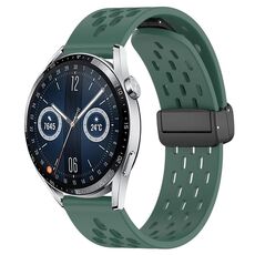 Per Huawei Watch GT3 46mm 22mm Cinturino in silicone con chiusura magnetica pieghevole (verde scuro)