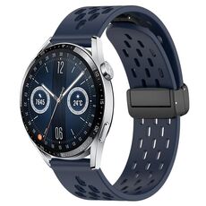 Per Huawei Watch GT3 46mm 22mm Cinturino in silicone con chiusura magnetica pieghevole (blu notte)